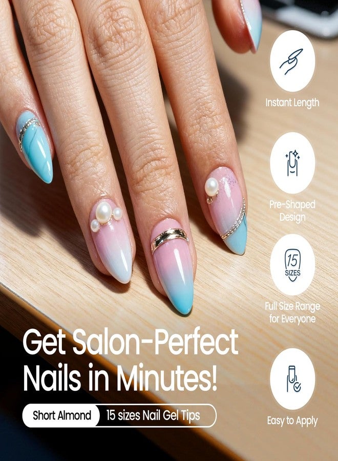 Morovan Short Almond Nail Tips: 510 pcs 15 Sizes Clear False Nails Tips Press On for Acrylic Gel Polish Natural Looking Artificial Nails for Women DIY Manicure - Image 2